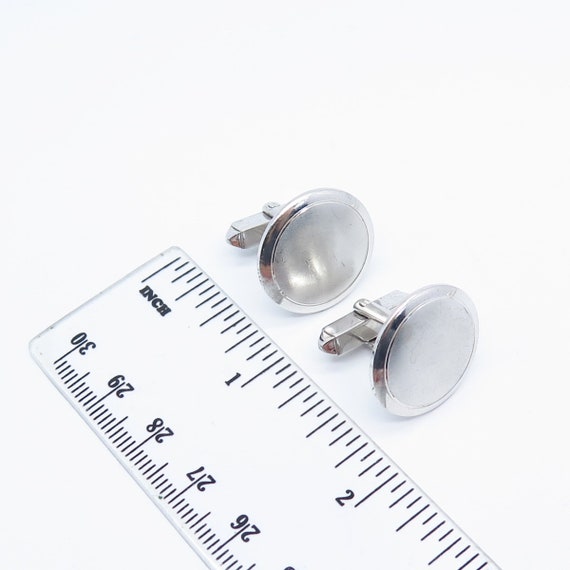 925 Sterling Silver Vintage Textured Round Cuffli… - image 3