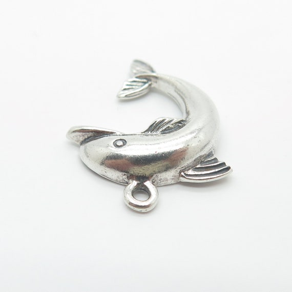 925 Sterling Silver Vintage Friendly Dolphin Pend… - image 6