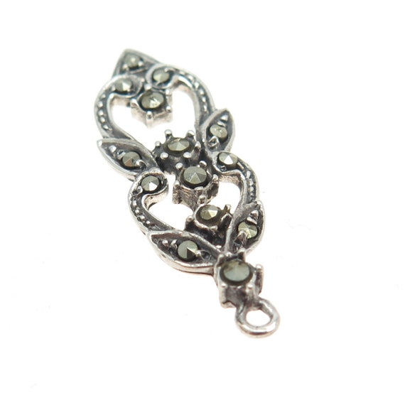 925 Sterling Silver Vintage Real Marcasite Art De… - image 6