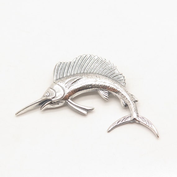 925 Sterling Silver Vintage Sailfish Pin Brooch - image 6