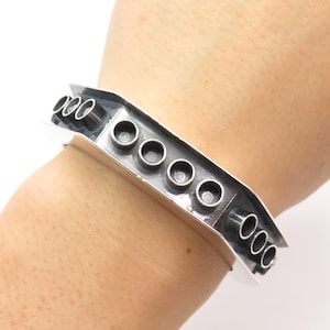 925 Sterling Silver Vintage Modernist Cuff Bracelet 6 1/4&quot;