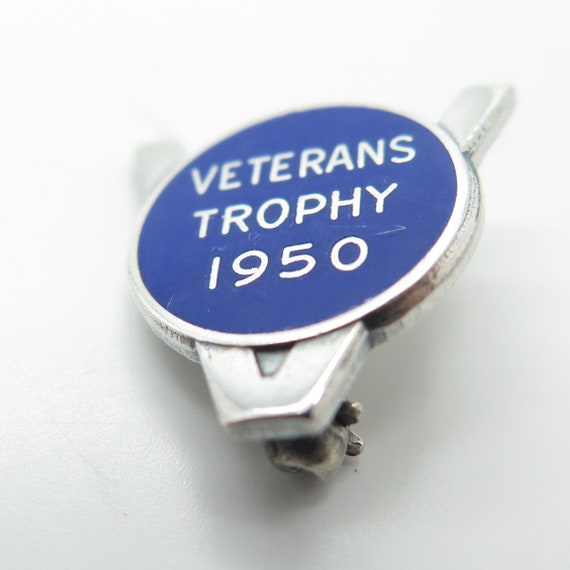 925 Sterling Silver Vintage Enamel Veterans Troph… - image 7