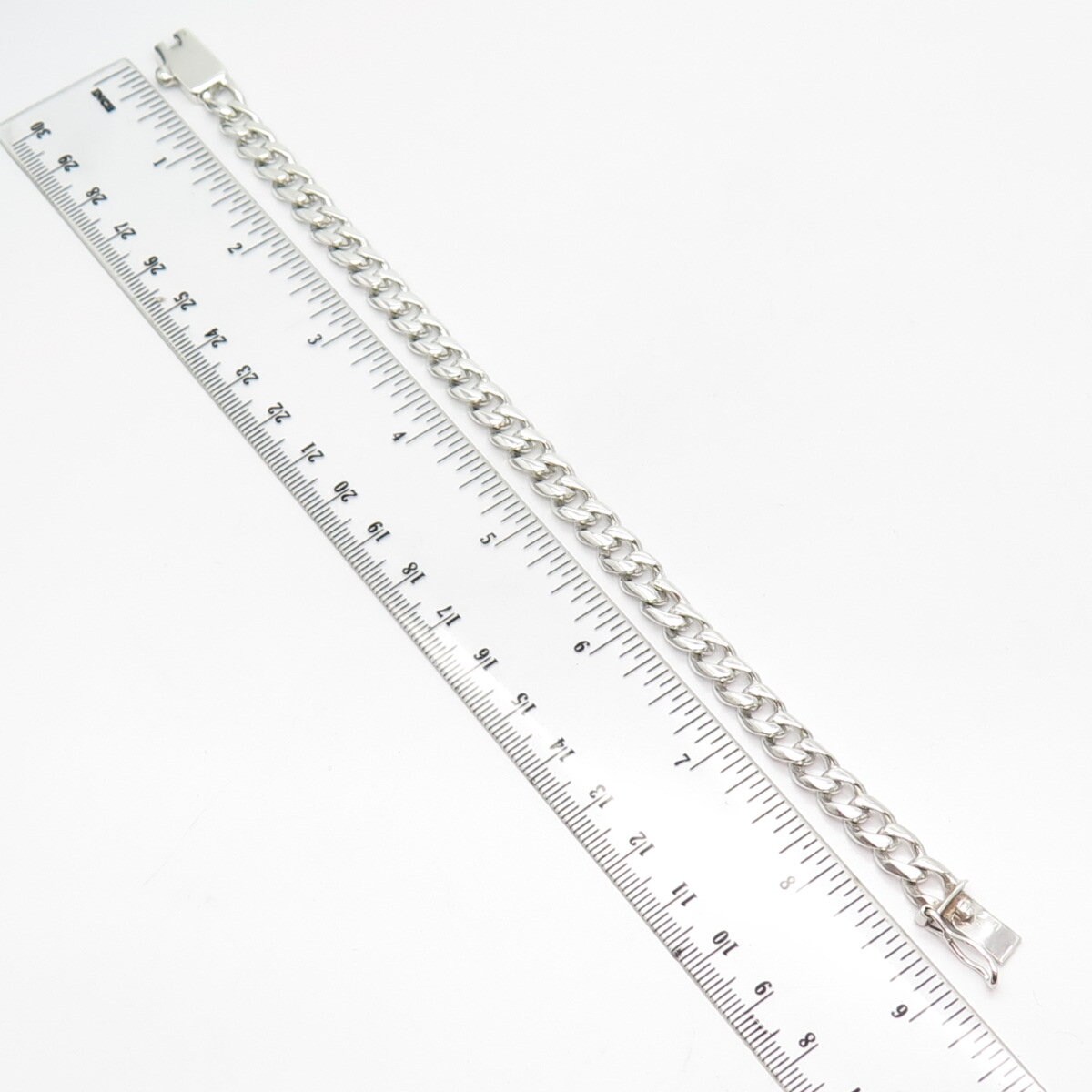 925 Sterling Silver Vintage Mexico Cuban Link Bracelet 8 1/4