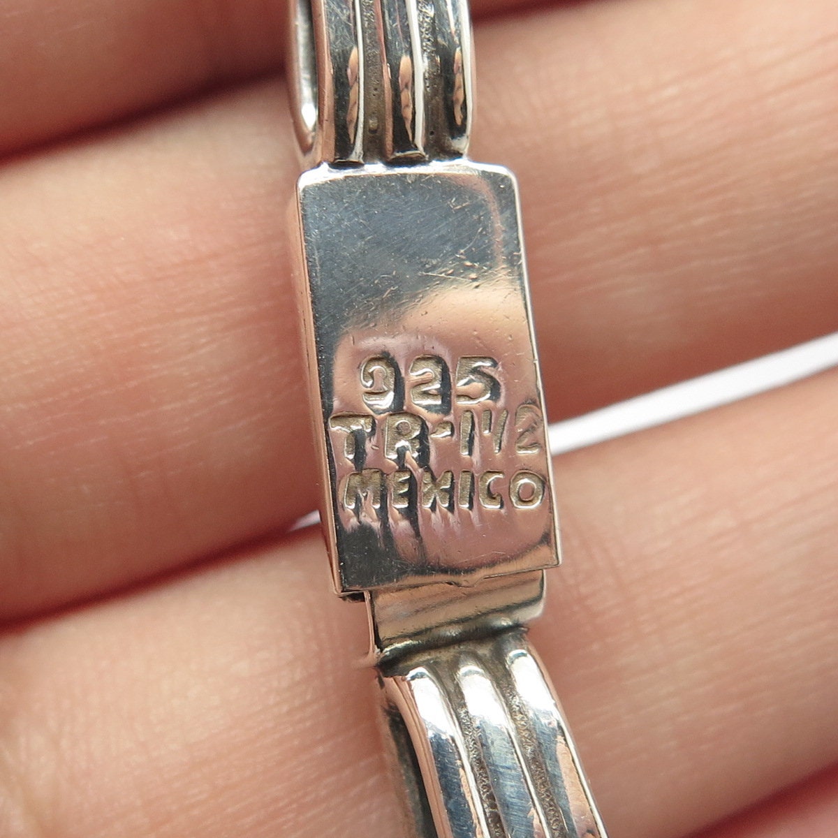 925 Sterling Silver Vintage Mexico Modernist Link Bracelet 7.5