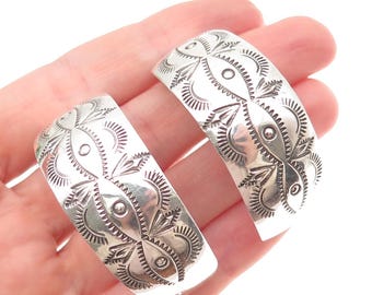 Vintage L Platero Navajo Cuff Bracelet Sterling Silver and