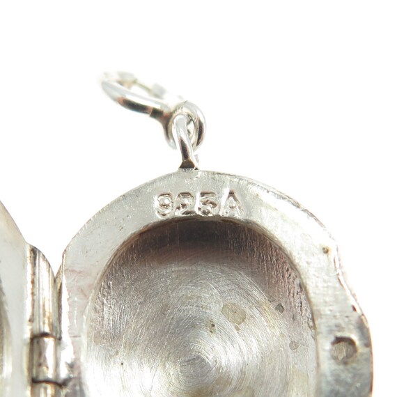 925 Sterling Silver Vintage Sun Oval Locket Charm… - image 8