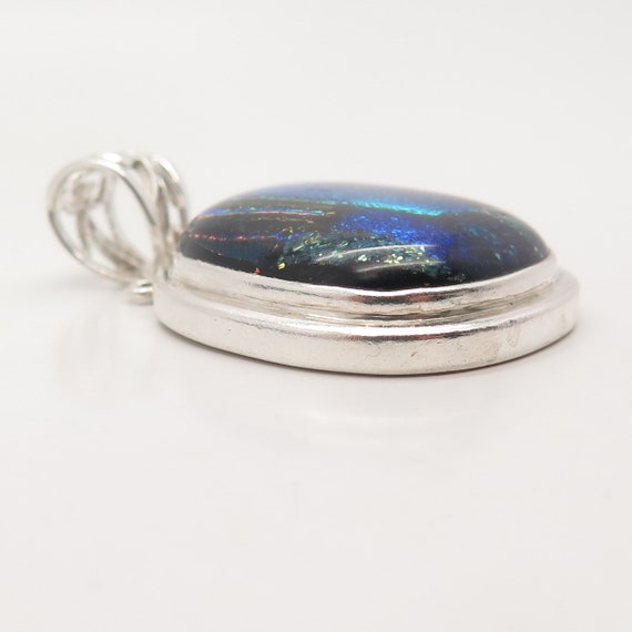 925 Sterling Silver Vintage Colorful Roman Glass … - image 5