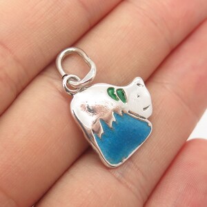 800 Silver Vintage Enamel Dog Pendant