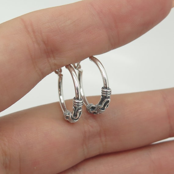 HAN 925 Sterling Silver Roped Hoop Earrings - image 1