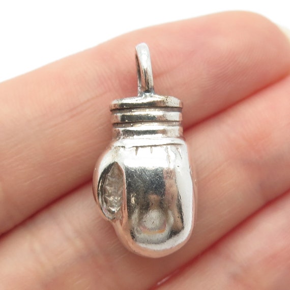 925 Sterling Silver Vintage Boxing Glove Pendant - image 1