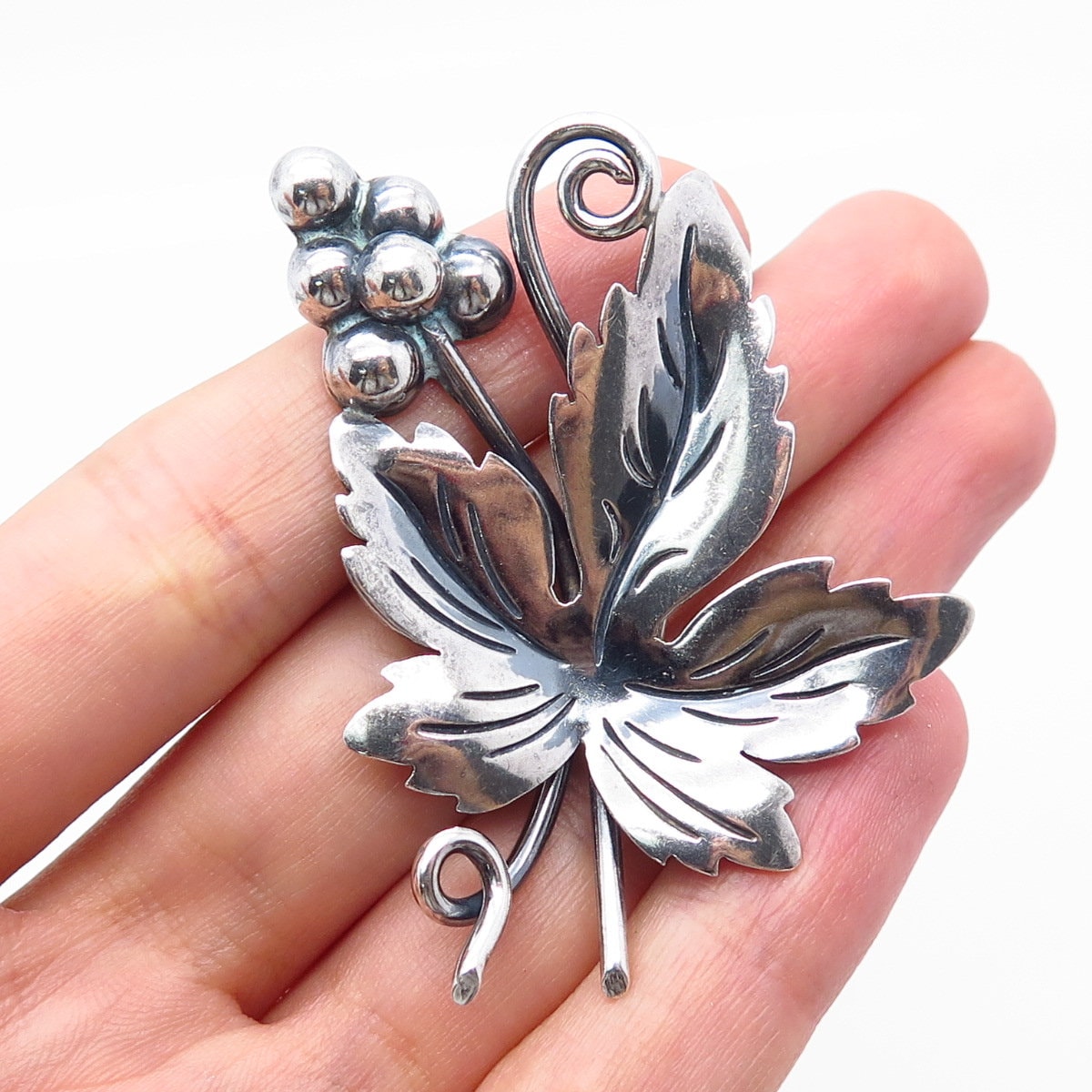 925 Sterling Silver Vintage Damaso Gallegos Taxco Grapes & Leaf