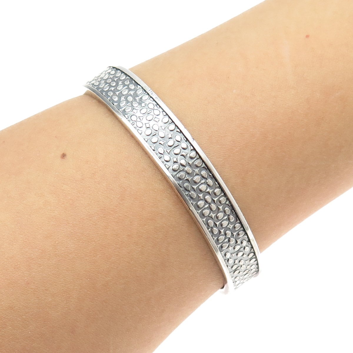 COACH 925 Sterling Silver Vintage Signature Logo Adjustable Cuff 