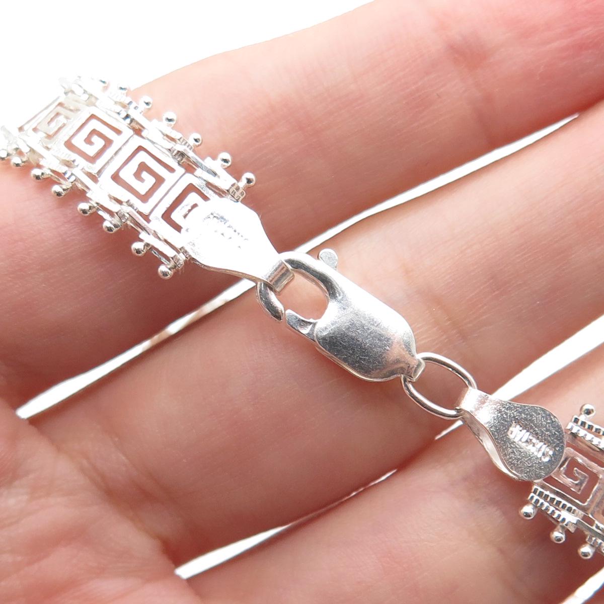SIXSTAR MS-66 925 Sterling Silver Vintage Greek Maze Link Bracelet