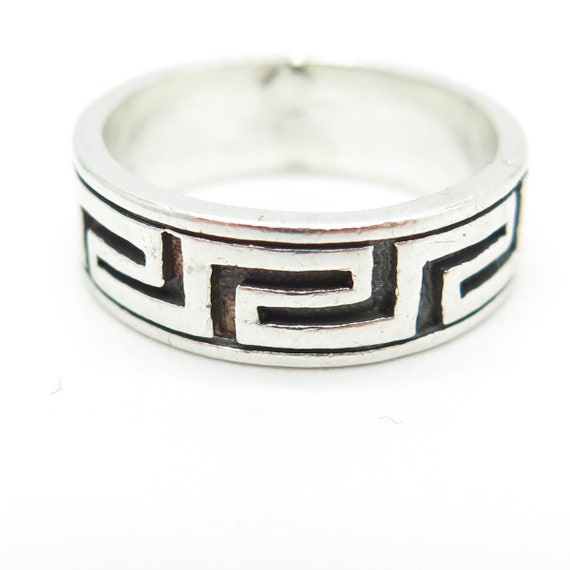 925 Sterling Silver Vintage Greek Maze Band Ring … - image 4