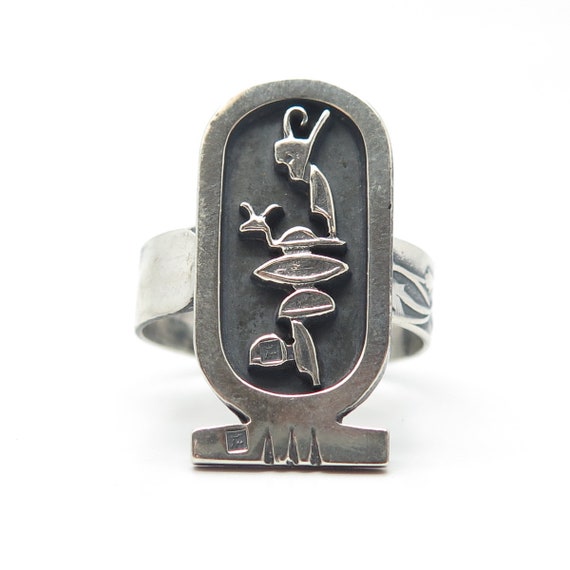 925 Sterling Silver Vintage Egyptian Cartouche Ri… - image 3