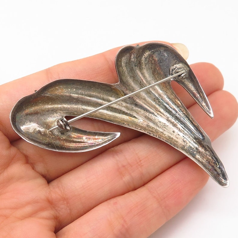 Vtg Mexico 925 Sterling Silver Aries Zodiac Sign Design Large Pin Brooch