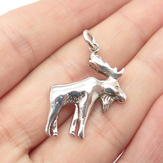 925 Sterling Silver Vintage Moose / Elk Charm Pend