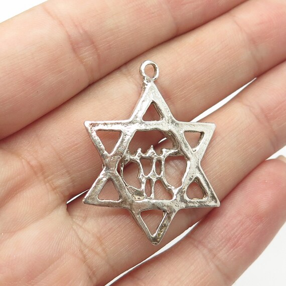 925 Sterling Silver Vintage Star of David Judaica… - image 2