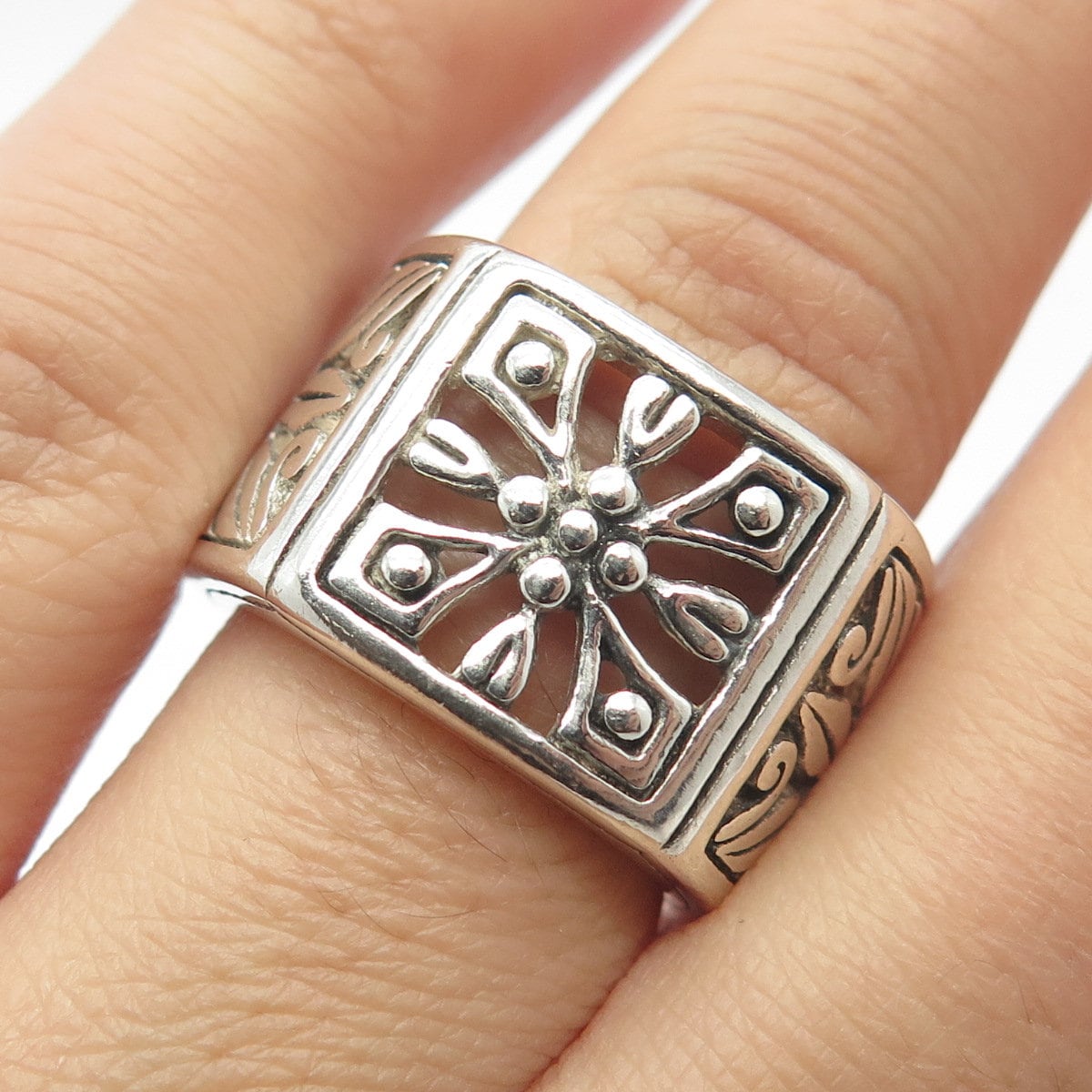 925 Sterling Silver Vintage Ornate Square Signet Ring Size 6.5 - Etsy