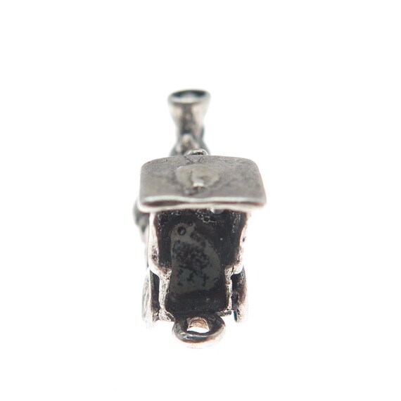 925 Sterling Silver Vintage Steam Train 3D Oxidized Pendant View 5