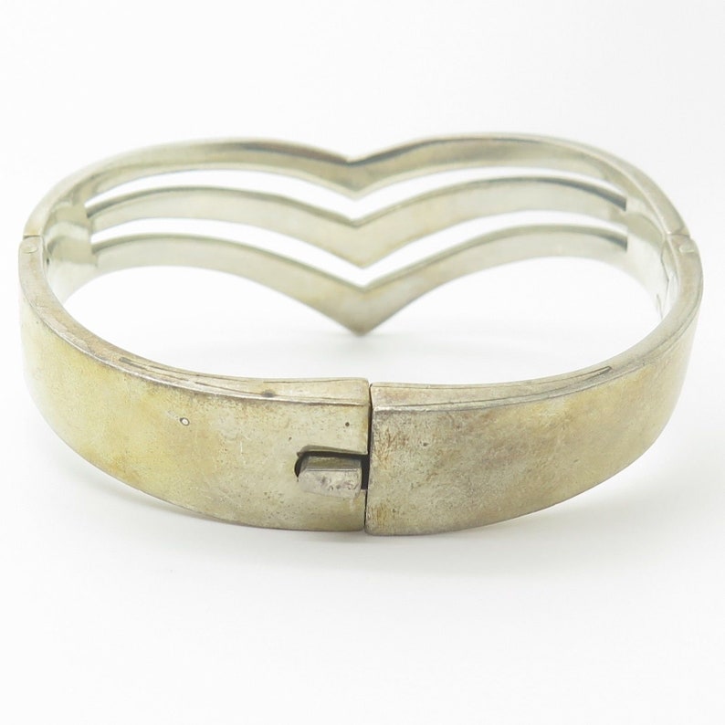 Mexico Vtg 925 Sterling Silver Wide Modernist Bangle Bracelet 7