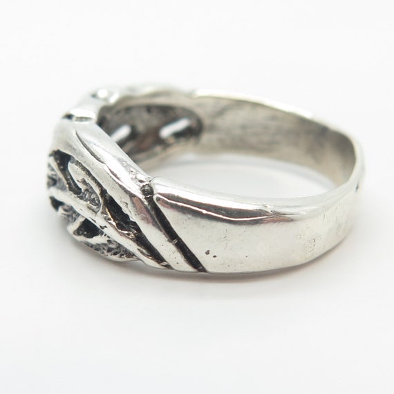 925 Sterling Silver Vintage Leaf Band Ring Size 8… - image 6