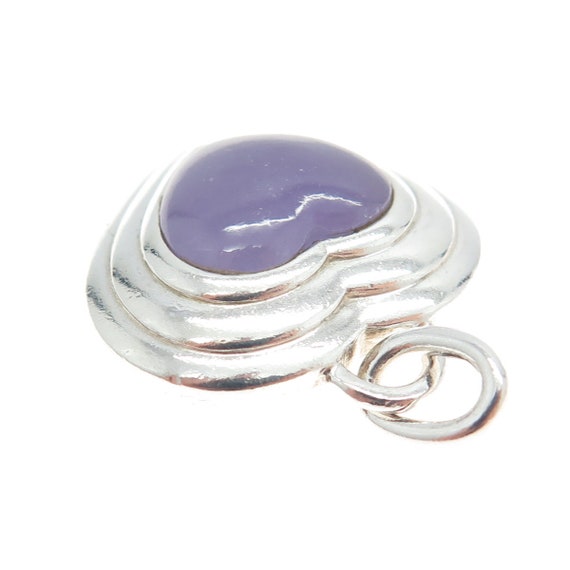 925 Sterling Silver Vintage Real Lavender Jade Mo… - image 6