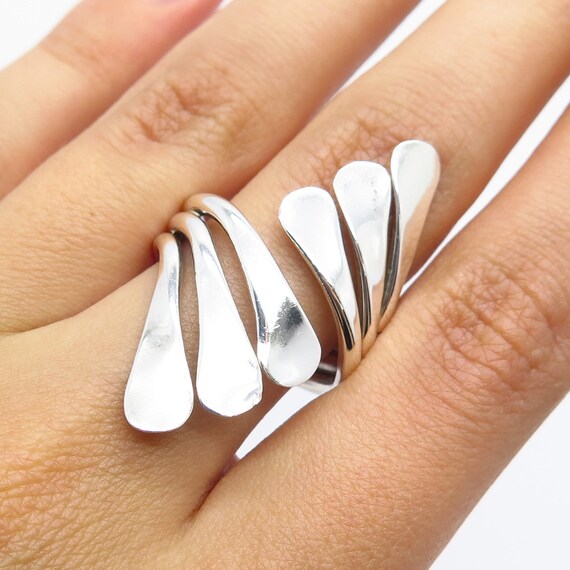 925 Sterling Silver Vintage Modernist Statement Ring … Gem