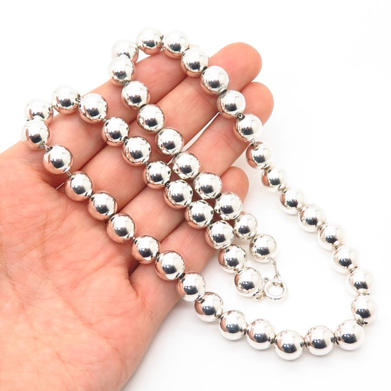 925 Sterling Silver Vintage Ball Bead Chain Necklace 18 Etsy