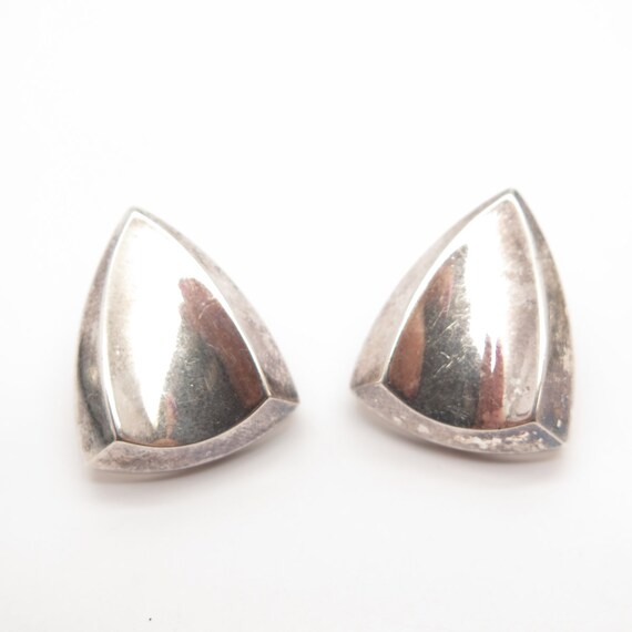 925 Sterling Silver Vintage Modernist Earrings - image 4