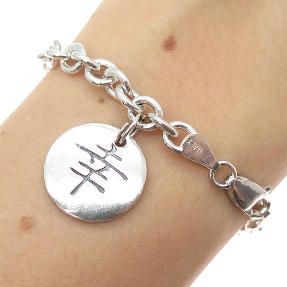925 Sterling Silver Vintage Italy Luck Chinese Character Cable