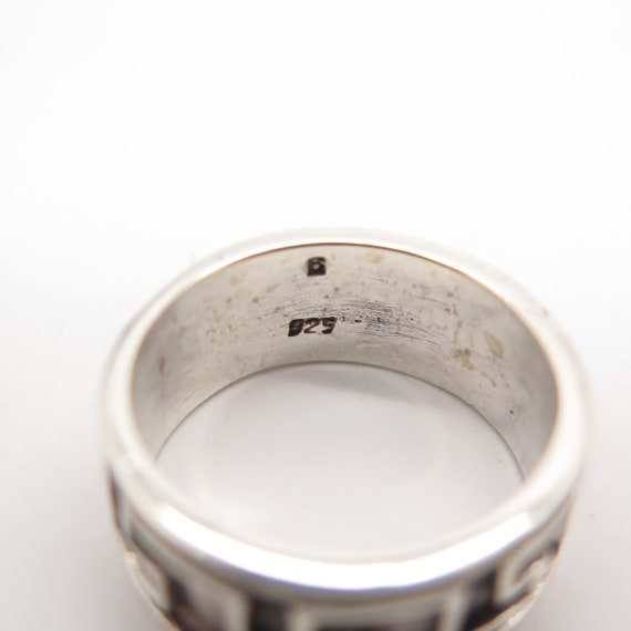 925 Sterling Silver Vintage Meander Band Ring Siz… - image 7