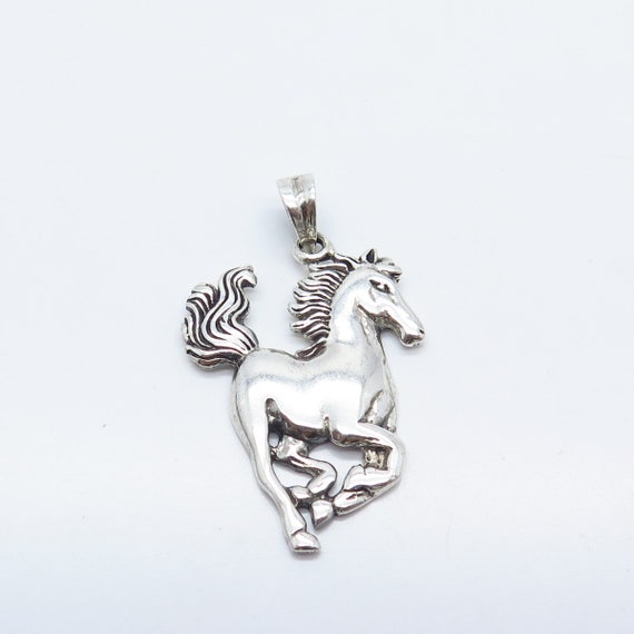 925 Sterling Silver Vintage Horse Pendant - image 4