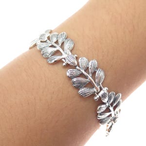 HAGIT GORALI 925 Sterling Silver Vintage Israel Modernist Floral Bracelet 6.75&quot;