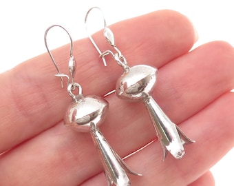 Old Pawn 925 Sterling Silver Vintage Southwestern Squash Blossom Dangle Earrings