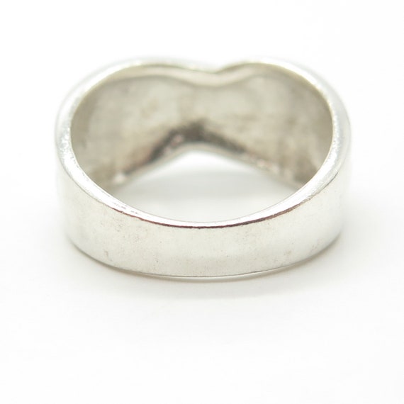 925 Sterling Silver Vintage Modernist Wavy Ring S… - image 5