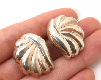 925 Sterling Silver Vintage Bayanihan Ribbed Design Clip On Earrings