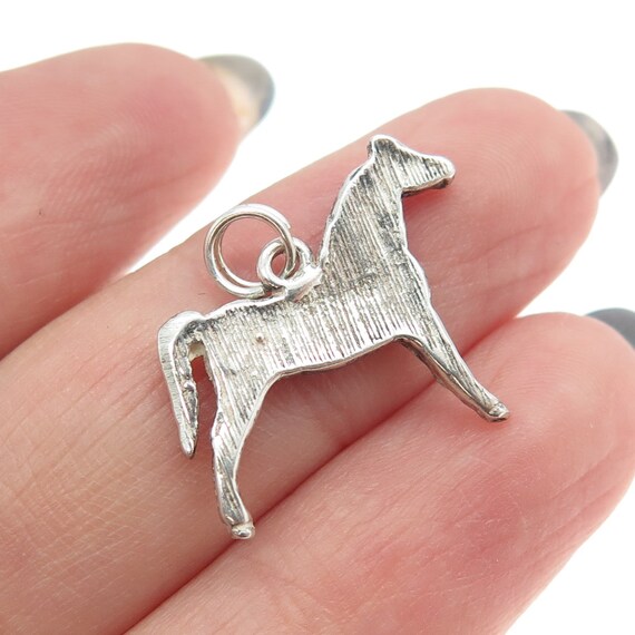 925 Sterling Silver Vintage Horse Pendant - image 2