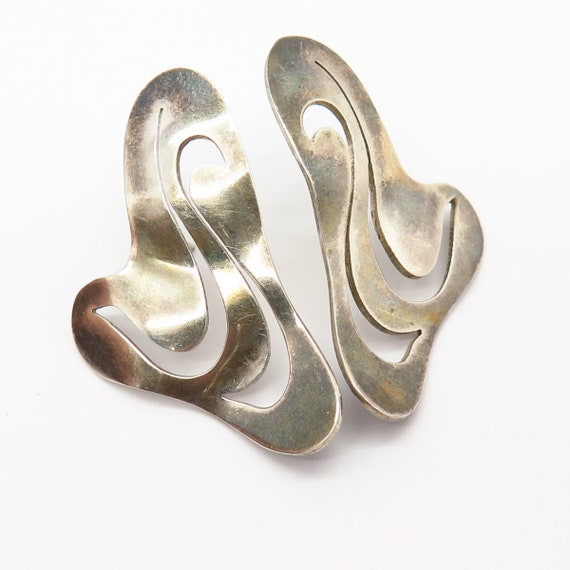 925 Sterling Silver Vintage Mexico Carved Wavy De… - image 2