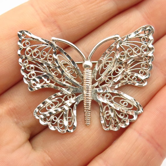 Sterling silver butterfly brooch deals