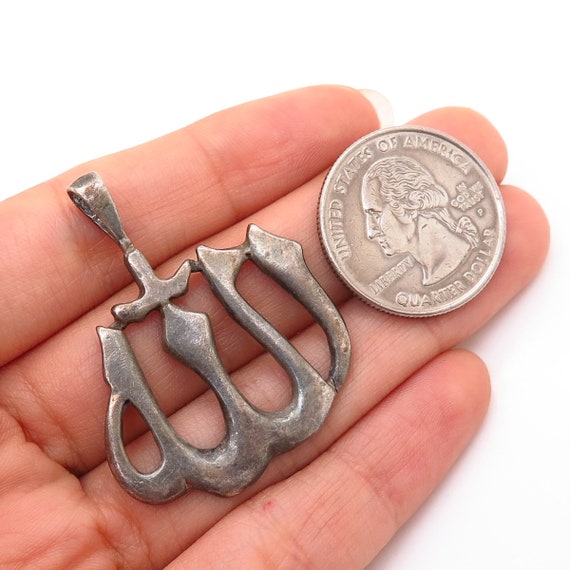 900 Silver Vintage God in Arabic Design Pendant - image 3