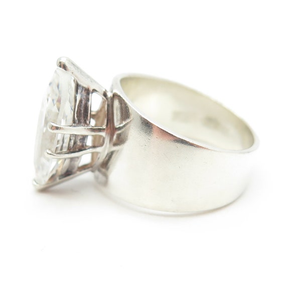 925 Sterling Silver Vintage Marquise-Cut Shaped C… - image 4