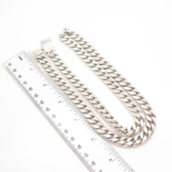 925 Sterling Silver Vintage Mexico Cuban Chain Ne… - image 2