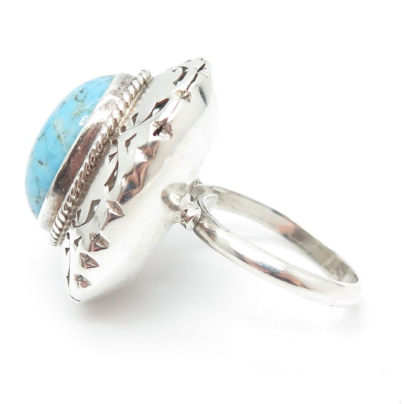 925 Sterling Silver Vintage Mexico Faux Turquoise… - image 4