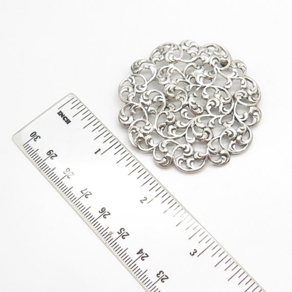 925 Sterling Silver Vintage Michele Ornate Pin Br… - image 3