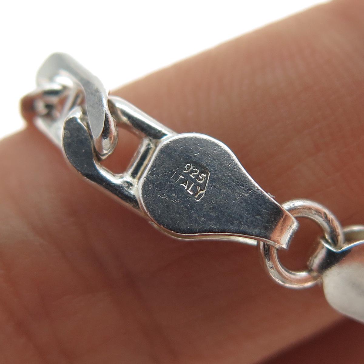 925 Sterling Silver Vintage Italy Anchor Mariner Chain Necklace 18 
