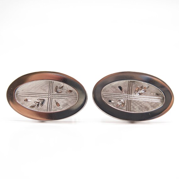 925 Sterling Silver Vintage Etched Oval Cufflinks - image 7