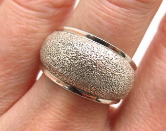 925 Sterling Silver Domed Textured Design Ring Size 7 3/4