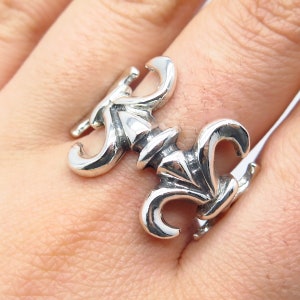 925 Sterling Silver Vintage Fleur-De-Lis Ring Size 13