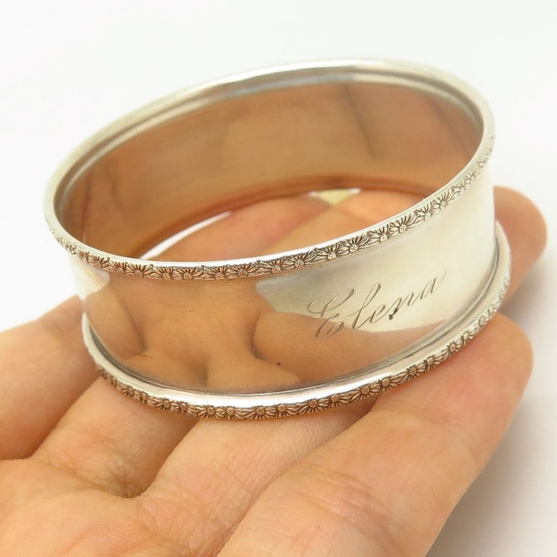 Antique Webster Co 925 Sterling Silver Floral Design Napkin Ring Holder